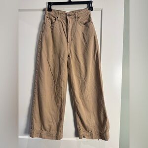 Etica Devon Wide Leg Crop Pants Tan Denim Jeans Sustainable Eco Size 24